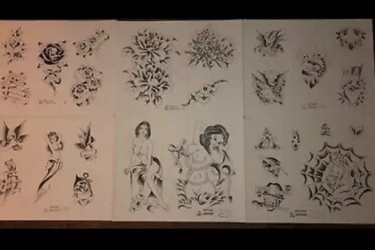 Picture Machine B & W Tattoo Design Flash #1 thru 308